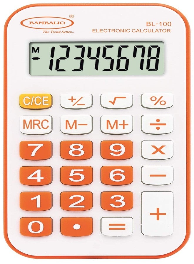 Bambalio 8 Digits BL-100 Portable Pocket Calculator with 3 Years Warranty Orange - Image 1
