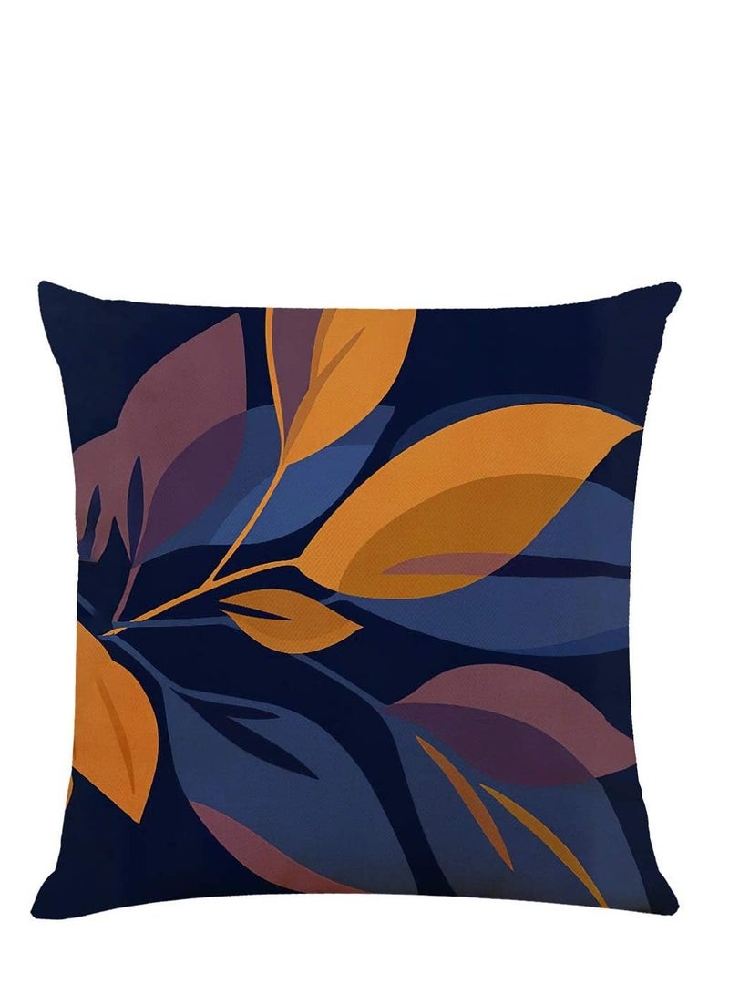 SYOSI Pillow Cases, Decorative Pack of 4 Navy Blue Orange Cushion Covers 18x18 inch Linen Square Throw Pillow Covers for Living Room Sofa Couch Bed Pillowcases(45cm x 45cm)  - Image 2