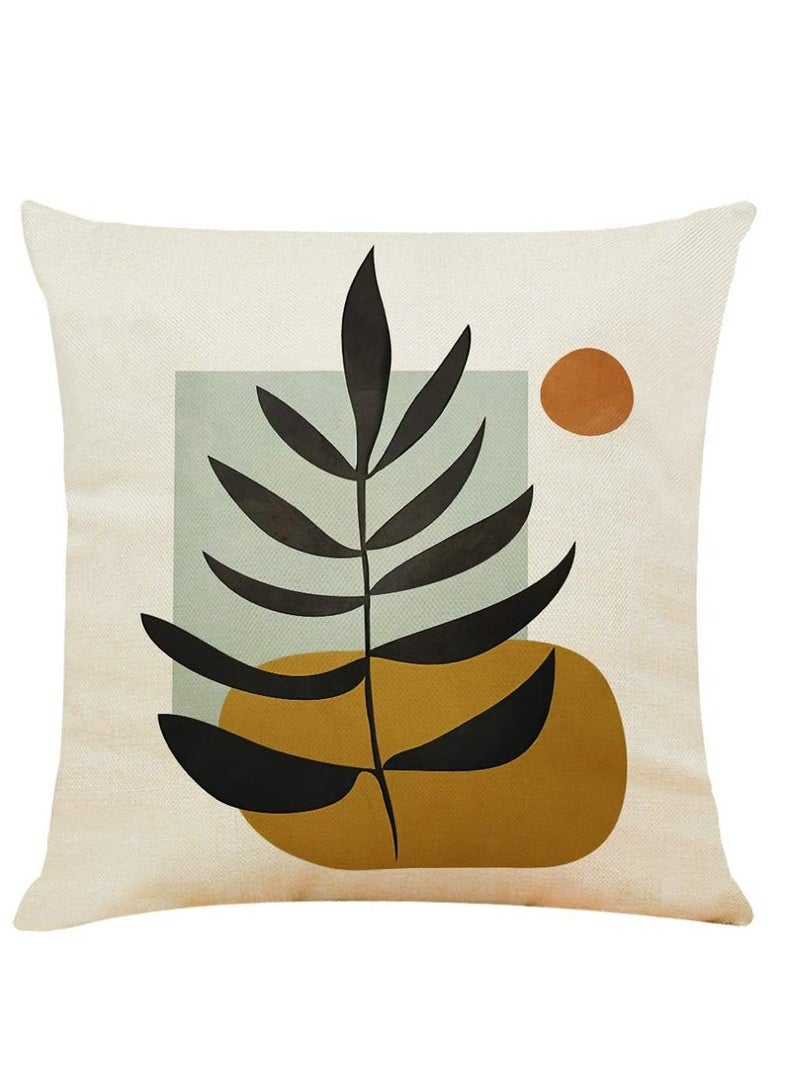 SYOSI Pillow Cases, Decorative Pack of 4 Navy Blue Orange Cushion Covers 18x18 inch Linen Square Throw Pillow Covers for Living Room Sofa Couch Bed Pillowcases(45cm x 45cm)  - Image 4