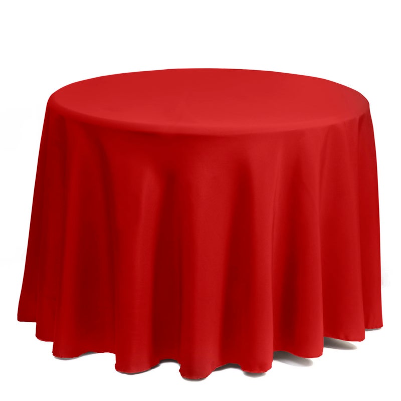 جي دي مودا Gee Di Moda Round TableChloth - 132 بوصة Red Round Table Cloth من 72 إلى 96 بوصة جدولة جولة - نسيج قابلة للغسل - لبوفيه طاولة عشاء حفل عشاء ودش الطفل - Image 2