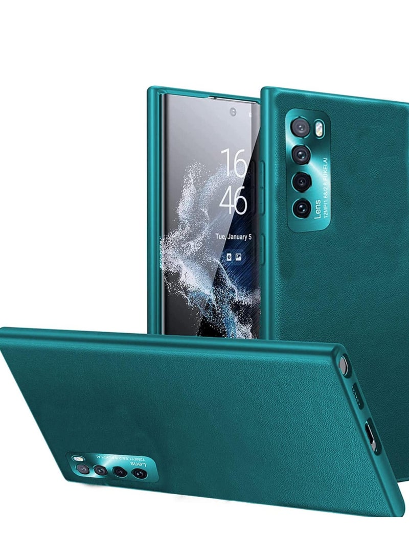 Generic حافظة لهاتف Huawei Nova 7 5G [ليست أصلية]، غطاء خلفي من الجلد الفاخر، إطار إطار من مادة TPU الناعمة الواقية من الصدمات، حافظة متينة [واقي الكاميرا] [نحيف للغاية] (Huawei Nova 7 5G، أخضر)  - Image 1