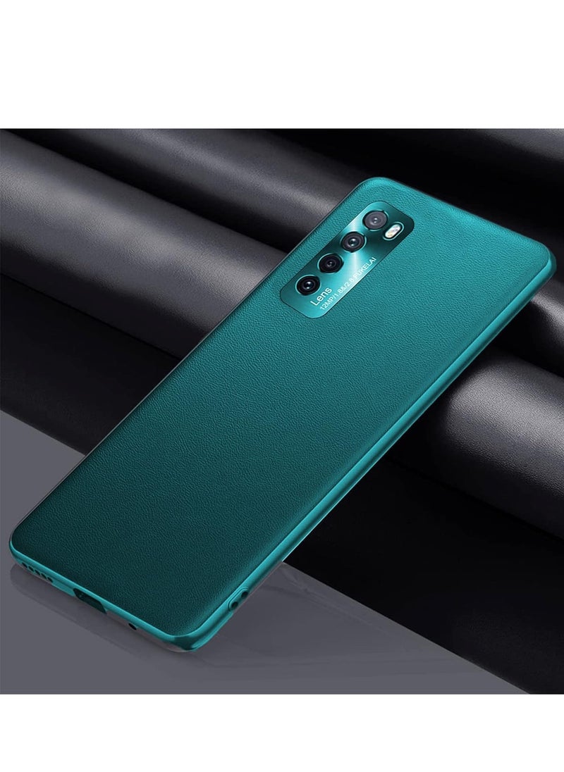 Generic حافظة لهاتف Huawei Nova 7 5G [ليست أصلية]، غطاء خلفي من الجلد الفاخر، إطار إطار من مادة TPU الناعمة الواقية من الصدمات، حافظة متينة [واقي الكاميرا] [نحيف للغاية] (Huawei Nova 7 5G، أخضر)  - Image 3
