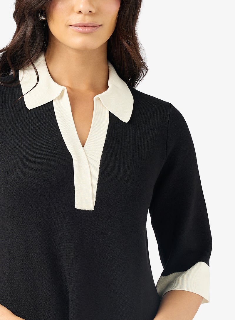 فستان ميدي بياقة على شكل حرف  من فمولي