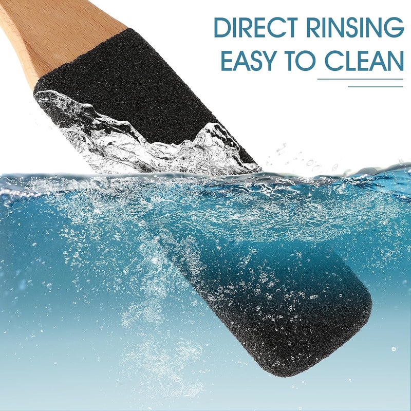 WLLHYF Foot File, Pumice Stone Exfoliating Pedicure Rasp Foot Scrubber with Wooden Handle, Remove Hard Dead Skin Callus Dry Rough Cracked Corn Feet in Shower, Black - Image 5