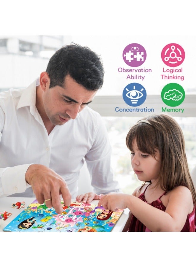 أحجية الصور المقطوعة الورقية لمشهد حورية البحر، مكونة من 24 قطعة، مناسبة للتعليم المبكر، مصنوعة يدويًا - Image 3