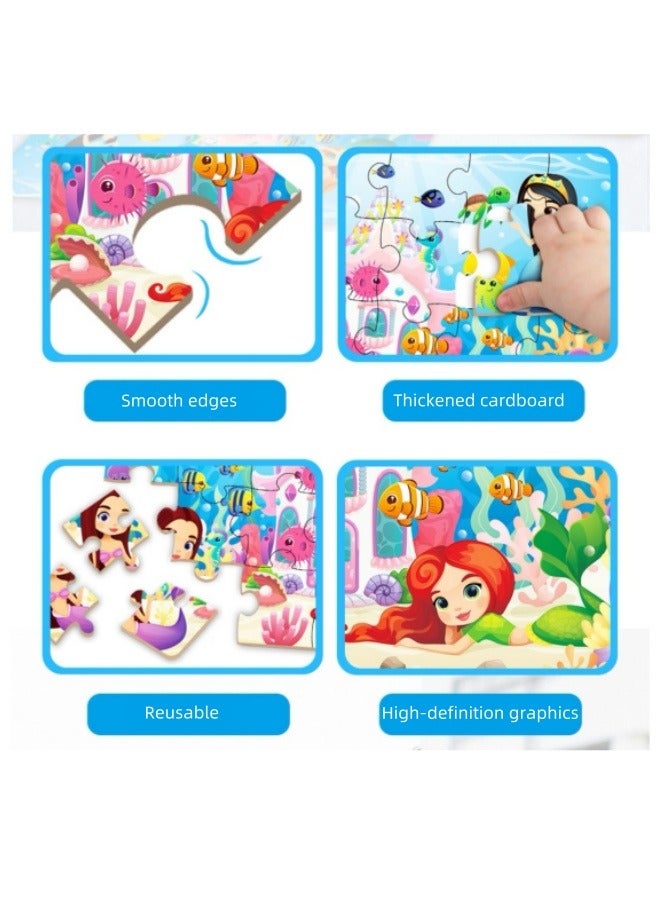 أحجية الصور المقطوعة الورقية لمشهد حورية البحر، مكونة من 24 قطعة، مناسبة للتعليم المبكر، مصنوعة يدويًا - Image 5
