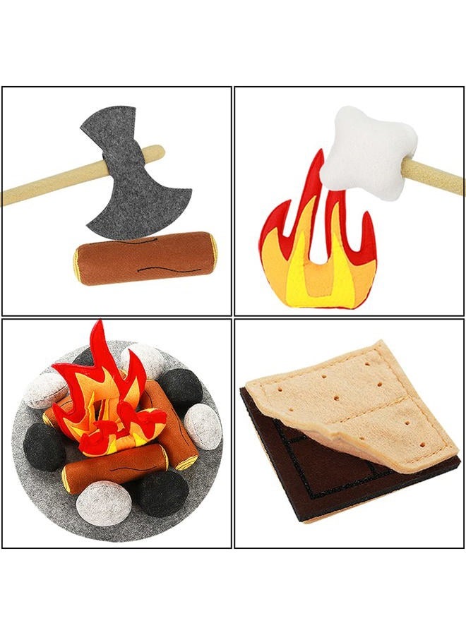 Yowlieu 23 PCS Pretend Campfire Toys, Kids Plush Felt Play Campfire Playset Safe Fake Fire Wood Stones Toys Pretend Camping Play Set for Kids Toddlers Age 3-5 - Image 4