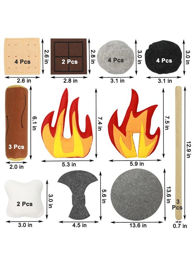 Yowlieu 23 PCS Pretend Campfire Toys, Kids Plush Felt Play Campfire Playset Safe Fake Fire Wood Stones Toys Pretend Camping Play Set for Kids Toddlers Age 3-5 - Image 3