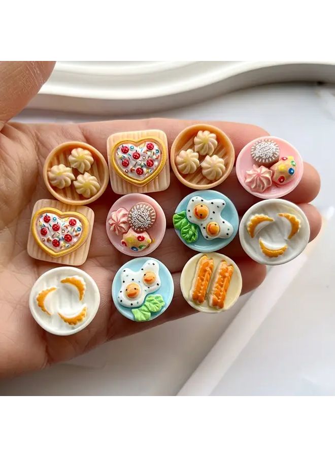 13 Pcs Miniature Dessert Set Mix Color Resin Food Miniatures For DIY Jewelry Making - Image 2