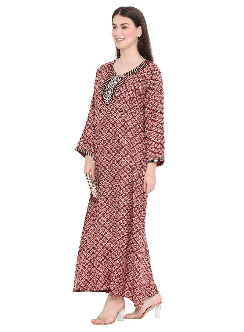 هانا آند سارا كفتان فراشة مطرز بتصميم عصري وطبعة عربية - Image 5