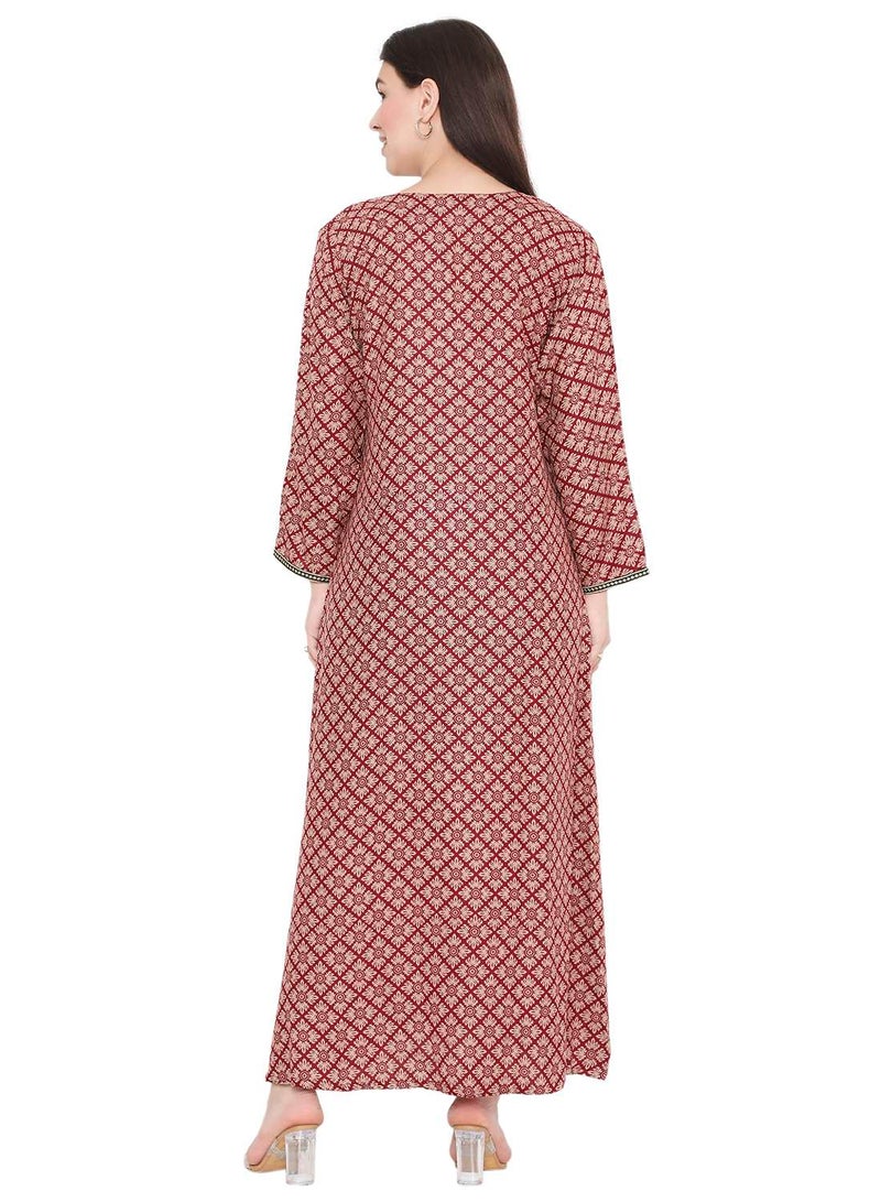 هانا آند سارا كفتان فراشة مطرز بتصميم عصري وطبعة عربية - Image 2