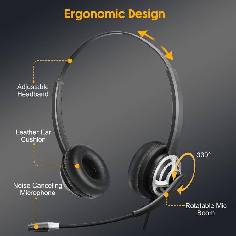 MAIRDI USB Headset With Microphone for Computer, PC, Laptop - Noise Canceling for Teams, Zoom, Office, Call Center, VoIP Phone Calls - Dictation for Dragon Voice Recognition - Image 4