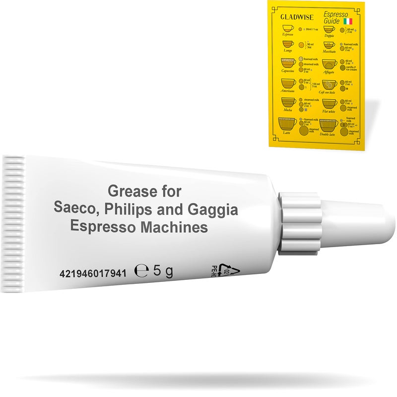 Gladwise Espresso Machine Grease - Coffee oil 5g Tube for all Saeco, Phillips and Gaggia Expresso Machines. HD8869 Maintenance Kit for Cleaning and Lubricant - Image 1