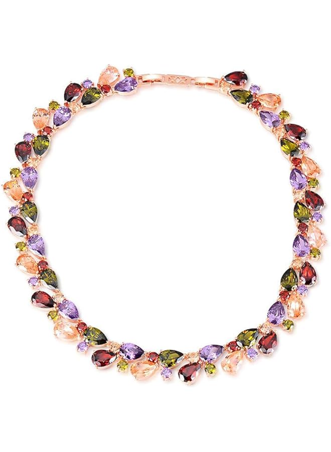 YouBella Multicolour Rose gold Fabric Stylish AAA Swiss Zircon Necklace Jewelery for Women and Girls - Image 1