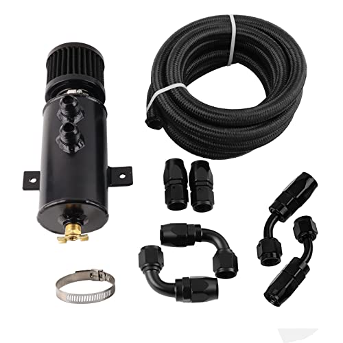 BAGARAATAN 10AN Oil Catch Can Breather Can with Drain Valve 750ML Capacity and 10AN 5/8 Fuel Line Fitting Kit Nylon Braided CPE Fuel Line 10FT - Image 1