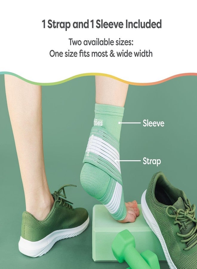 ZenToes Ankle Support Brace for Women and Men, Easy to Use Compression Sleeve with Adjustable Stabilizer Wrap, Wear with Shoes and Socks, Helps Prevent Sprained Ankle Injury - 1 Count (Green, One - Image 3