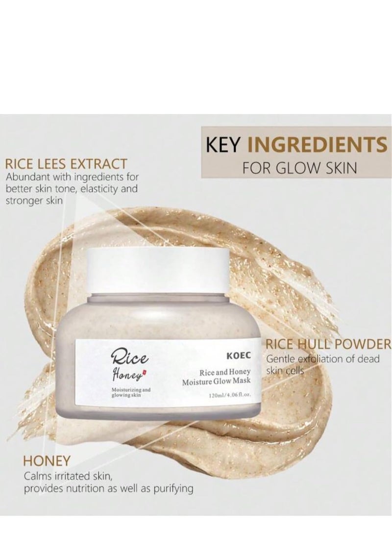 ك أو إي سي مجموعة الأرز للعناية بالبشرة، سيروم ديب بلوغ، تونر مرطب حليب الأرز، قناع توهج الأرز والعسل، 3 قطع، طقم للعناية بالبشرة المتوهجة - Image 3
