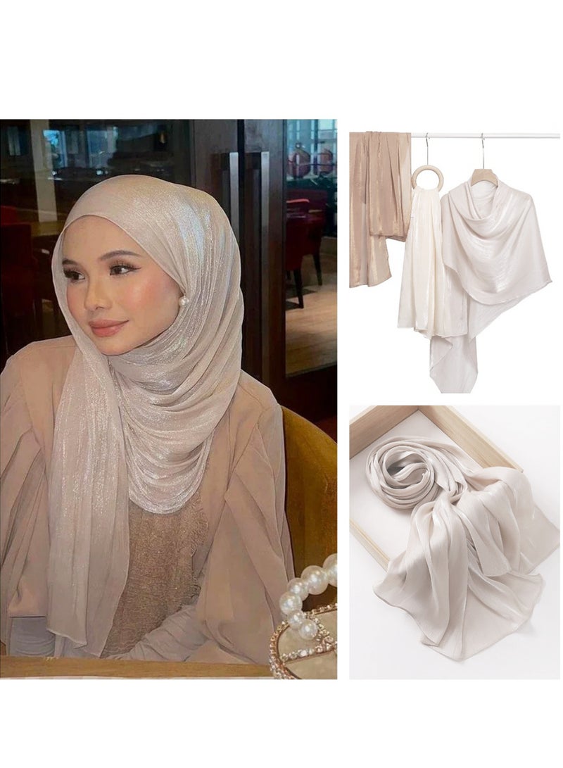 بينكو حجاب إسلامي، عمامة قابلة للتعديل، غطاء كامل، عباءة، شال للارتداء اليومي 66 × 180 سم - (أبيض) - Image 2