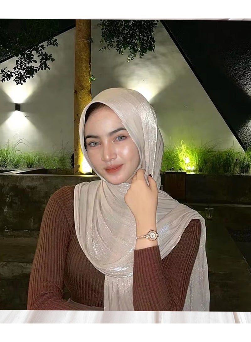 بينكو حجاب إسلامي، عمامة قابلة للتعديل، غطاء كامل، عباءة، شال للارتداء اليومي 66 × 180 سم - (أبيض) - Image 4