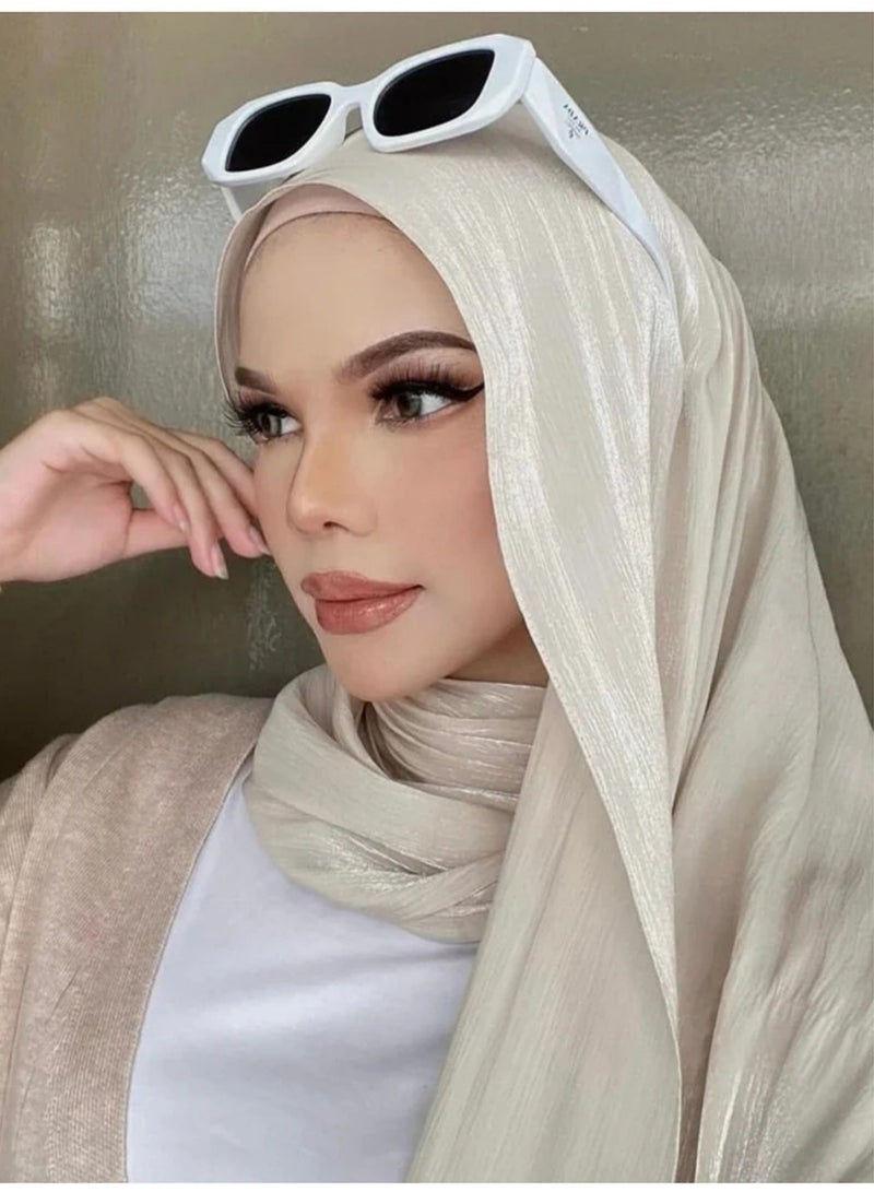 بينكو حجاب إسلامي، عمامة قابلة للتعديل، غطاء كامل، عباءة، شال للارتداء اليومي 66 × 180 سم - (أبيض) - Image 3