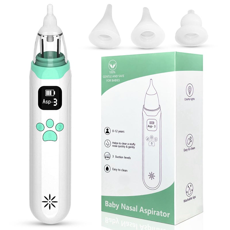Grixz Baby Nasal Aspirator, Electric Baby Nose Sucker, Rechargeable Nose Cleaner with 3 Suction Levels and 3 Silicone Nozzles Anti-Backflow, Baby Nose Cleaner Vacuum Cleaner, for Infants/Toddlers - Image 1
