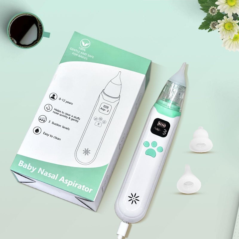 Grixz Baby Nasal Aspirator, Electric Baby Nose Sucker, Rechargeable Nose Cleaner with 3 Suction Levels and 3 Silicone Nozzles Anti-Backflow, Baby Nose Cleaner Vacuum Cleaner, for Infants/Toddlers - Image 4