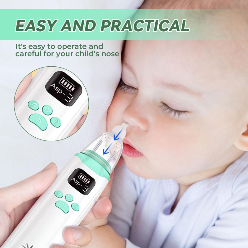 Grixz Baby Nasal Aspirator, Electric Baby Nose Sucker, Rechargeable Nose Cleaner with 3 Suction Levels and 3 Silicone Nozzles Anti-Backflow, Baby Nose Cleaner Vacuum Cleaner, for Infants/Toddlers - Image 2