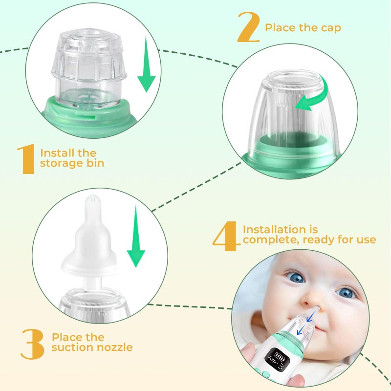 Grixz Baby Nasal Aspirator, Electric Baby Nose Sucker, Rechargeable Nose Cleaner with 3 Suction Levels and 3 Silicone Nozzles Anti-Backflow, Baby Nose Cleaner Vacuum Cleaner, for Infants/Toddlers - Image 5