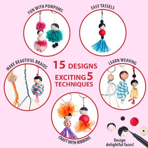 Chalk and Chuckles Keychain Dolls – Art and Craft Kit for Girls 9–12, Make 15 DIY Keychains, Creative Activity Toy, Gift for Kids Ages 8+, Teens, Adults, Perfect for Birthdays - Image 3