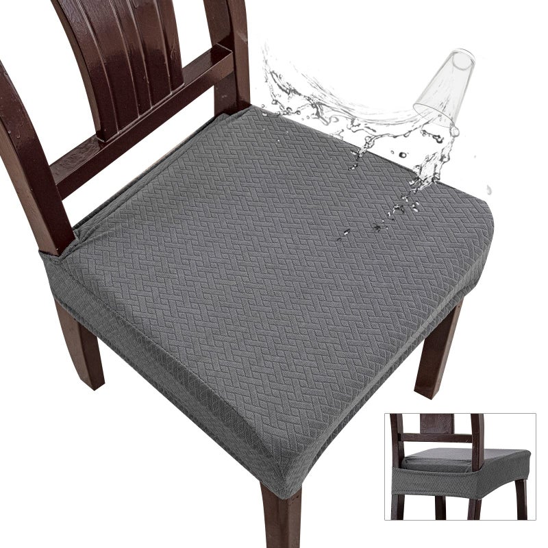 Genina Waterproof Seat Covers for Dining Room Chair Covers Waterproof Dining Chair Covers 4 PCSRearCovered Dark Gray