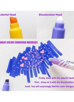 KASTWAVE Highlighters Changing Color Markers Pastel Pen 12Pcs Highlighter Set Magic Pens Dual Tip Marker Pens Assorted Colors Double-ended Highlighter Changeable Color Pen Magic Pen Candy Color Marker  - Image 2