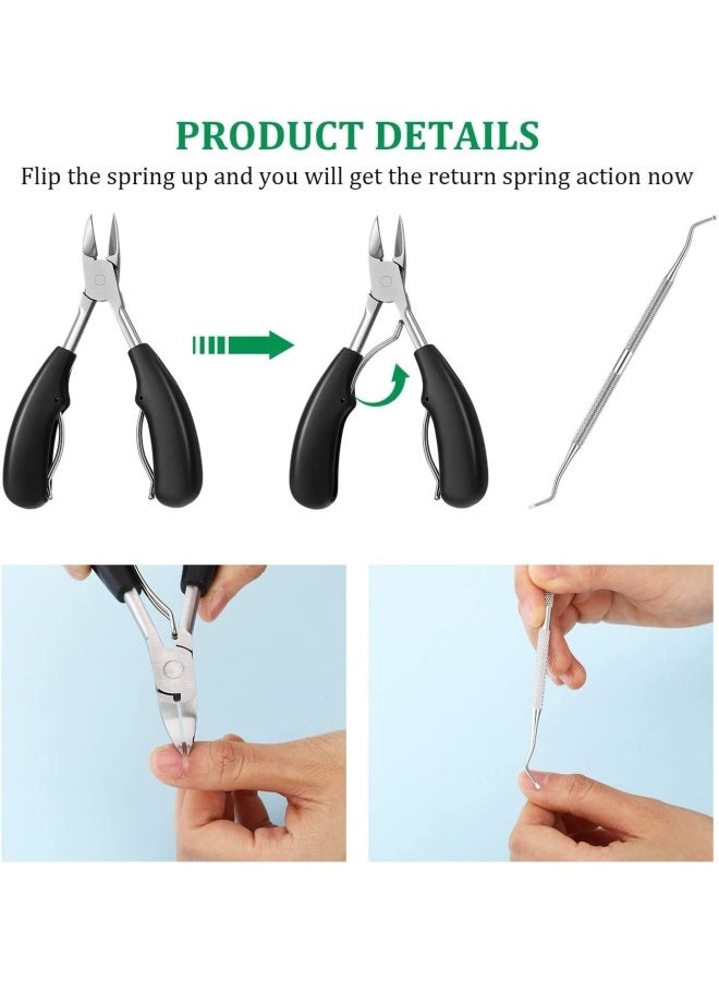 Premify 10 Pieces Ingrown Nail Clippers Kit With Stainless Steel Nail File, Toenail Tools, Toenails Treatment, Pedicure Tool Set, Professional Clipper For Thick Nails, Toe Nail Manicure Lifter With Carry Case  - Image 3