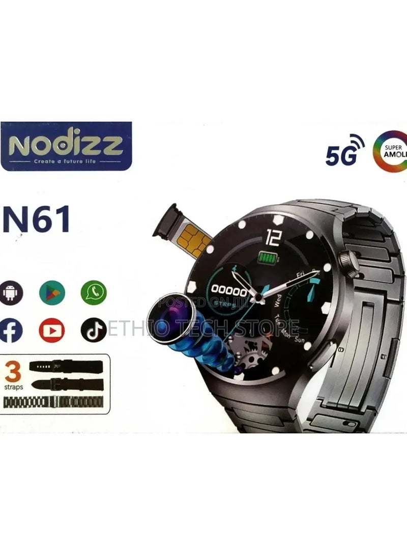 Nodizz N61 high Definition Large Screen Waterproof 5G Digital Front Camera Sim Waterproof Droplet Screen Video Call Instagram Android Smart Watch, Long Battery Life for App Store & Android (Silver) - Image 5