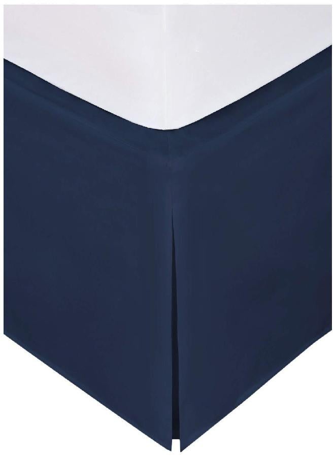 Linen Plus Full Size Luxury Tailored Bed Skirt 14" Drop Pleated Styling Dust Ruffled Solid Navy Blue New