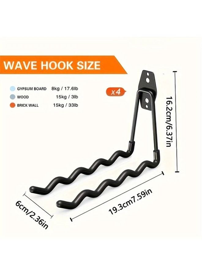 2 Pcs Black Heavy Duty Metal Garage Hooks Wall Mounted Storage Organizer - Image 5