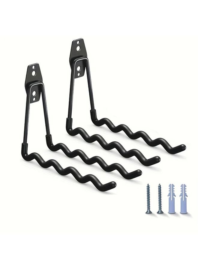 2 Pcs Black Heavy Duty Metal Garage Hooks Wall Mounted Storage Organizer - Image 3