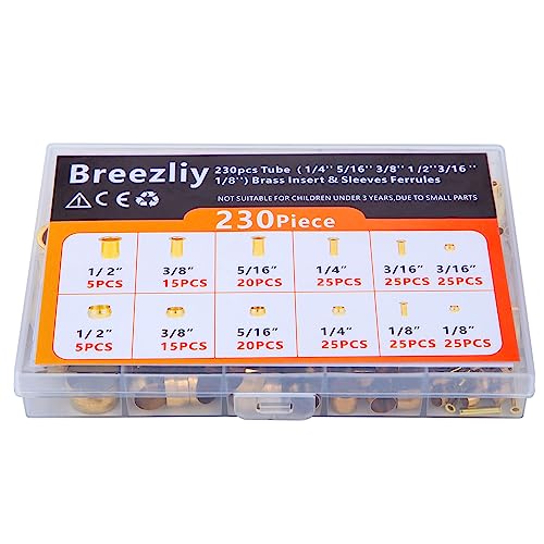 Breezliy Compression Fittings Assortment kit-6 Sizes(1/8"3/16" 1/4" 5/16" 3/8" 1/2") Brass Compression Sleeves Ferrules & Insert,used to connect lines for air,water,fuel,oil and inert gases - Image 5