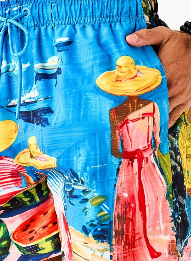 Splash FAV Printed Flexi-Waist Flexi Waist Shorts with Pockets