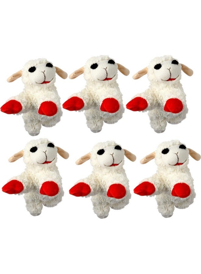 Multipet Lambchop Plush Dog Toy 6" with Squeaker, Pack of 6