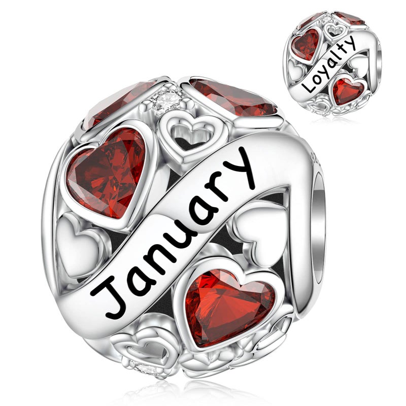 DALARAN January Birthstone Charms for Pandora Charms Bracelet S925 Love Heart Bead Happy Birthday for Necklace
