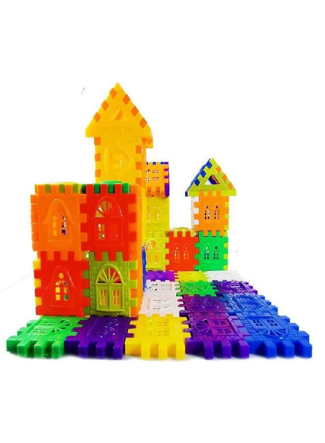 RAINBOW TOYFROG RAINBOW TOYFROG Waffle Blocks for Toddlers & Kids 96 Pcs Jumbo Toy Building Sets- STEM Building Toys with Storage Container -Kindergarten Toys Preschool manipulatives for Toddlers  - Image 2