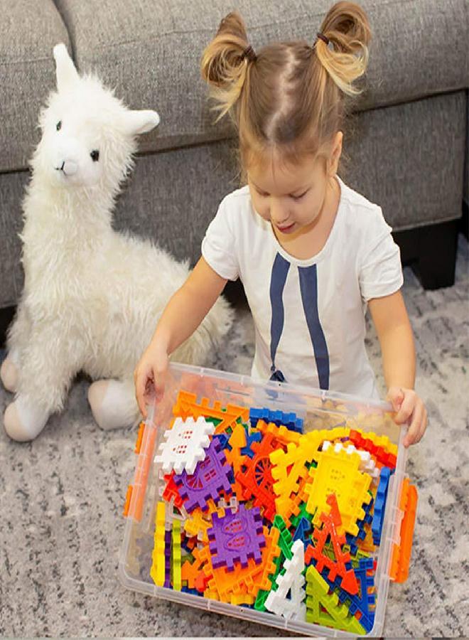 RAINBOW TOYFROG RAINBOW TOYFROG Waffle Blocks for Toddlers & Kids 96 Pcs Jumbo Toy Building Sets- STEM Building Toys with Storage Container -Kindergarten Toys Preschool manipulatives for Toddlers  - Image 1