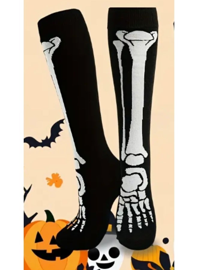 Unisex  Skeleton Socks – 1 Pair | Realistic Bone Design, Warm & Breathable, Machine Washable | Spooky Party Costume Accessory for Men,Women  & Teens - Image 1