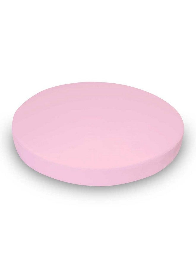 SHEETWORLD.COM SheetWorld Baby Fitted Round Crib Sheet, 100% Cotton Woven Sheet, Unisex Boy Girl, 42 x 42 inches, Baby Pink Woven, Made in USA - Image 1