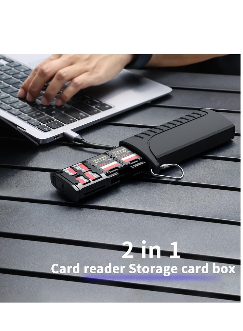 SYOSI 2 in 1 High-Speed 5Gbps SD Memory Card Readers Multiple Sd Card Reader USB3.1 Dual Card Reader Micro SD Card Case Waterproof Holder 6 TF/4 SD/2 SIM Cards Storage,for Photographer, Cameras, Computer  - Image 2