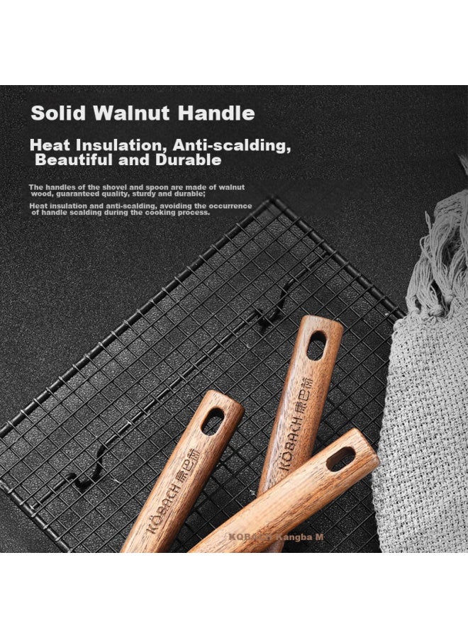 KBH Kangbahe Strainer, 304 Stainless Steel, Walnut Wood Handle, Anti-scalding, For Dumplings And Noodles, 12cm, Oil-frying Ladle, Skimmer  - Image 3