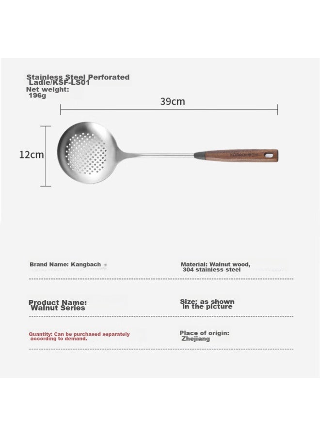 KBH Kangbahe Strainer, 304 Stainless Steel, Walnut Wood Handle, Anti-scalding, For Dumplings And Noodles, 12cm, Oil-frying Ladle, Skimmer  - Image 2
