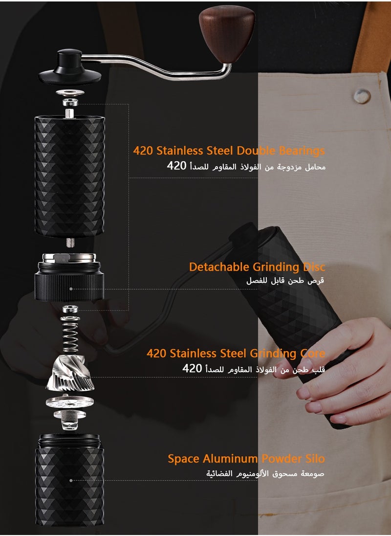 CHOIWIN - Manual Coffee Grinder With 30-Gear Adjustable Setting,CNC Stainless Steel Tapered Burr And Dual Bearing Positioning For All Coarseness From Espresso To French Press - Image 1