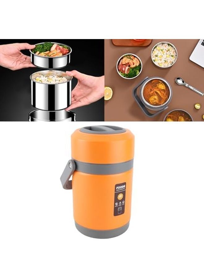 Orange 2L Mini Electric Hot Pot 20W Portable Self Heating Cooker For Noodles Pasta Steak - Image 4