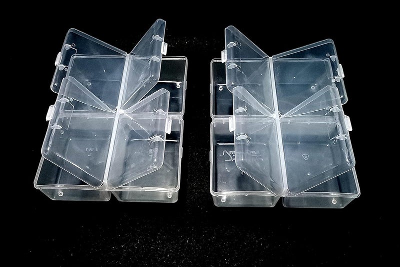 Hesch 9 Hesch 9 Plastic Individual Lids From Outside Four Compartment Storage Box Box With Compartments Earring Container Pack of Two Rectangular Beige  - Image 1